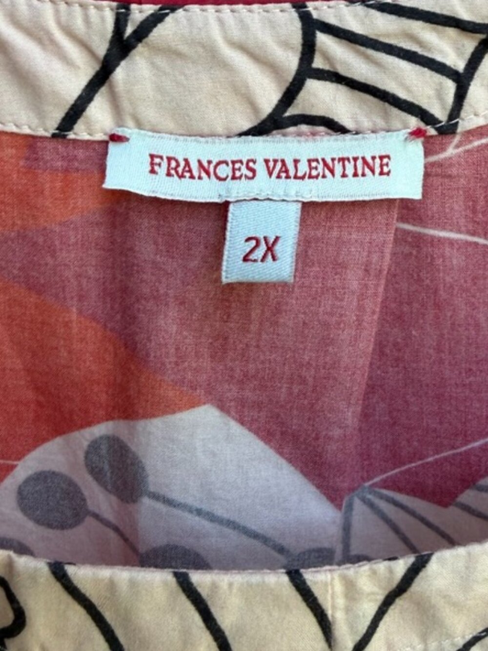 Frances Valentine- Puffy Sleeve, Poppy Print,  A-line Top with Pockets - Picture 6 of 9